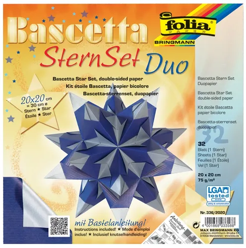 folia Faltblätter Bascetta-Stern 200 x 200 mm blau/silber 75 g/qm 32 Blatt