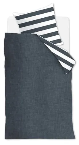 Rivièra Maison Bettwäsche Lindy Lines, Renforcé, 2-teilig blau - Bettwäsche aus 100% Baumwolle, OEKO-TEX® zertifiziert, mit verdecktem Reißverschluss für einfachen Bezug und Pflegeleicht bei 60°C, ideal für stilvolle Schlafzimmer.