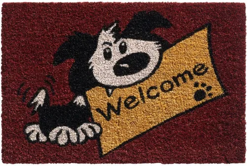 matches21 HOME & HOBBY Fußmatte Kokosmatte Welcome Spruch Hund als aussen Sauberlaufmatte, rechteckig, Höhe: 15 mm, Rutschfeste Kokos-Türmatte als Outdoor Schmutzfangmatte 40x60 cm