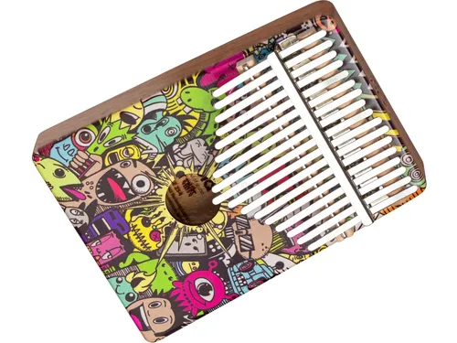 Art Series Kalimba 17 Little Monster - Musikinstrument aus Mahagoni mit exotischen Klängen – ideal für Anfänger und Kinder. Inklusive gepolsterter Tasche und Stimmhammer für lange Haltbarkeit und Spaß beim Musizieren.