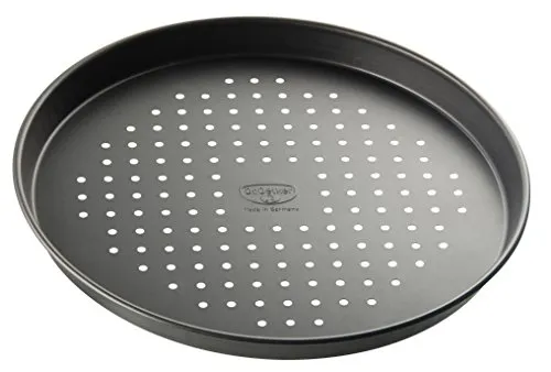 Dr. Oetker Pizzablech Ø 28 cm mit Antihaft-Wirkung, Backblech für tiefgekühlte & selbstgemachte Pizza, rund & antihaftbeschichtet, Menge: 1 Stück