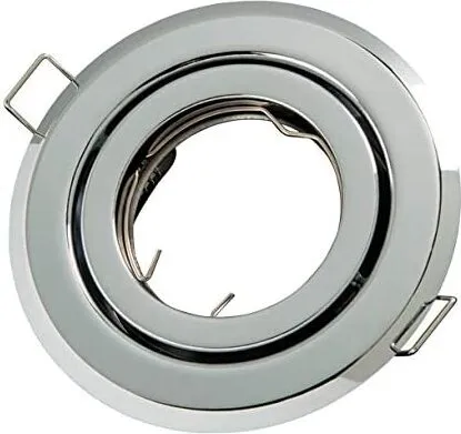 Einbaustrahler GU10 Ø85mm Bohrloch Schwenkbar 35° Eisen inkl. GU5.3 Fassung für LED Leuchtmittel 50mm Chrome Rund