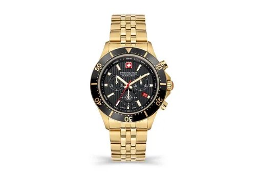 Swiss Military Hanowa Herrenuhr QUARZUHR 43 - Robuste Herren-Armbanduhr in Gold/Schwarz - Armbanduhren für Herren: Hochwertige Edelstahlkonstruktion mit Saphirglas und Wasserbeständigkeit bis 10 bar - ideal für aktive Männer.