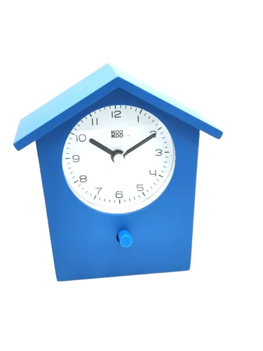 KooKoo EB2003BL Earlybird Vogelstimmenwecker in Blau - Wanduhren mit einzigartigem Vogelstimmen-Weckton, modernes Design von Maia Ming und ideal für jedes Zimmer.