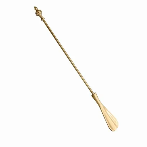 Loberon Schuhlöffel Orveline, Handgefertigt, Elegantes Design, Flurzubehör, Schuhanzieher, Messing, Aluminiumguss, antikmessing