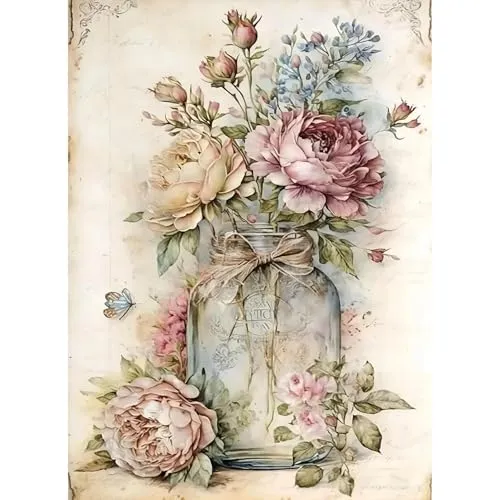 JATOK Diamond Painting Erwachsene, Diamant Painting Bilder Blume 30x40cm, 5D Diamond-Painting Art Geeignet Als Geschenk, Zur Entspannung und Als Wanddeko