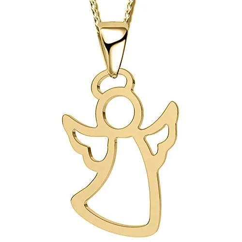 Mädchen goldene Schutz-Engel Halskette mit Anhänger echt 925 Sterling Silber Kinder Frauen Jugendliche A109 Gold + Organzabeutel 40cm