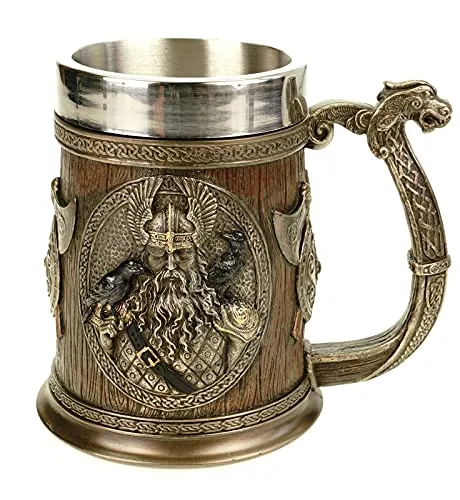 Veronese 708-775 Krug mit Drakargriff - Kelche aus hochwertigem Polyresin mit echtem Bronzeüberzug, ideal als Weinkelch oder Bierkelch, mit herausnehmbarem Metalleinsatz für einfache Reinigung.
