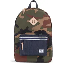 Herschel Schulrucksack Heritage 21 - Woodland Camo Dark Denim - Stylischer Schulrucksack mit 15