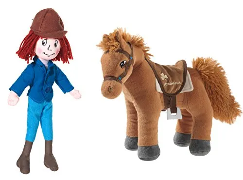 Heunec® Kuscheltier Tina & Pferd Amadeus Set - Kuscheltiere für Kinder, bestehend aus Tina im Reiteroutfit und dem Pferd Amadeus mit Zaumzeug. Ideal ab der Geburt, handwaschbar und perfekt zum Spielen und Kuscheln.