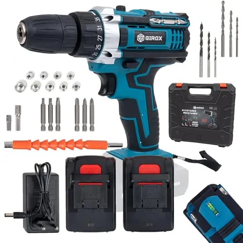 smartPrint Akkuschrauber 21V – Kraftvolles Akku-Bohrschrauber Set mit LED & Wasserwaage - Akkuschrauber Set mit 2 x 2,0 Ah Akkus und 35 Nm Drehmoment – ideal für Heimwerker-Projekte. Ergonomisches Design mit LED-Licht und Wasserwaage für präzises Arbeiten.