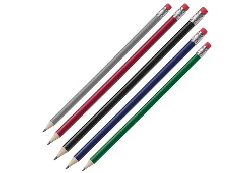 Macma Bleistift 25 Bleistifte mit Radierer / HB / je 5x schwarz, blau, grau, rot und g