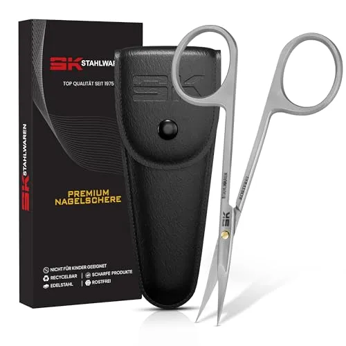 Nagelhautschere Fein gebogen 10,5 cm Professionelle Edelstahl Rostfrei Profi Scheren feine Schneide Hautschere Kombi Nagelschere Präzise Schneiden Wimpern & Augenbraun Pflege Schere