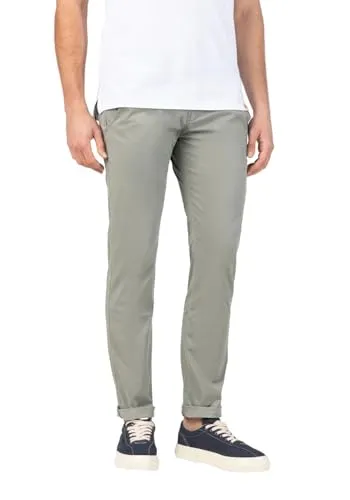 Timezone Herren Chino Hose Slim JANNOTZ Mid Waist Slim Fit -Blau Beige Grau Grün, Größe:33W / 32L, Farbe:1215-8688 Grey Minimal