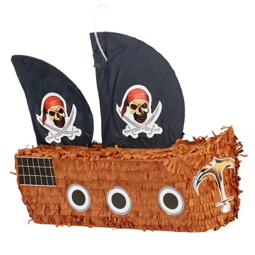 Bunte Piratenschiff Piñata für Kinder - Fantasievolle Piñata in Form eines Piratenschiffs, ideal für Kindergeburtstage und Partys. Mit 288 Taler für unvergesslichen Spaß!