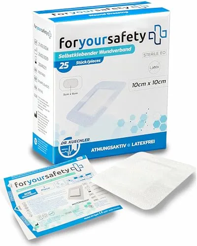 Dr. Kuechler Medical FORYOURSAFETY Wundpflaster-besonders hautfreundlich-einzeln steril verpackt-Pflaster latexfrei, extra sensitiv, ausgezeichnet haftend, für privat, Ärzte, Krankenhäuser