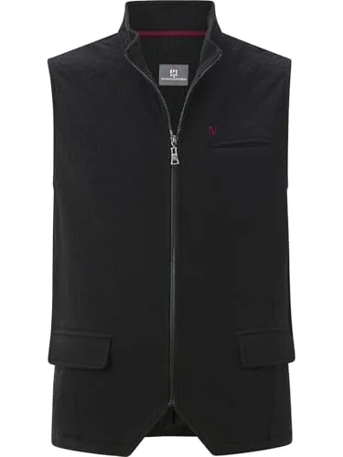Jan Vanderstorm Herren Sweatweste Lindborg schwarz, 52/54 - Elegante Sweatweste für Herren in Übergrößen mit modischem Reißverschluss und subtilen Mustern. Ideal für jeden Anlass – bequem und stilvoll!