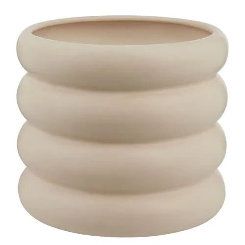 Produktbild BUTLERS Blumentopf Hoop Steingut Beige Ø 18cm | Übertopf für Kräuter & Pflanzen, Pflanzentopf für innen, Blumenübertopf für Balkon | Dekoration Fensterbank Deko Wohnzimmer