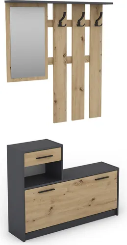 Garderoben 2er-Set Tamina, braun – Platz für 8 Paar Schuhe - Garderoben & Kleiderstangen – Unser Garderoben 2er-Set Tamina bietet Platz für bis zu 8 Paar Schuhe und überzeugt mit unempfindlicher Oberfläche sowie attraktivem, zweifarbigem Design.