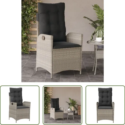 Vidaxl Verstellbarer Gartensessel mit Kissen – Hellgrau Poly Rattan