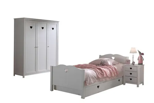 58aufmkessel Kinderzimmer Set - Weißes MDF Möbelset für Jugendzimmer - Komplettes Kinderzimmer Set mit herzförmigen Designelementen. Hochwertiges MDF, einfache Montage und viel Stauraum für ein stilvolles und funktionales Jugendzimmer.