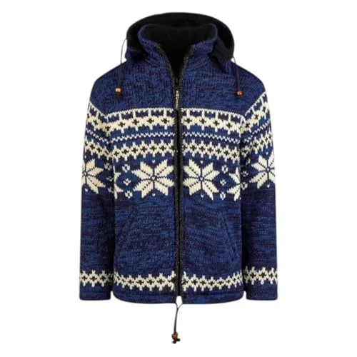 Schafwollstrickjacke Norweger blau 605 | Schafwolle | Strickjacke | Schafwoll-Jacke | Woll-Jacke | Schafwolljacke | Außenjacke (DE/NL/SE/PL, Alphanumerisch, M, Regular, Regular, Blau)