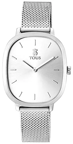 TOUS Armbanduhren für Frauen 900350390 - Elegante Damenarmbanduhr mit rechteckigem Mineralglas und Edelstahlarmband, perfekt für jeden Anlass und stilvoll in Silber gehalten.