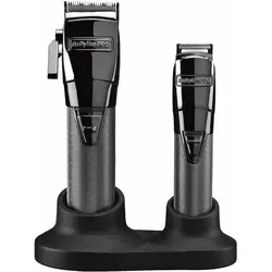 BaByliss PRO 4Artists GUNSTEELFX Set - Clipper und Trimmer in edlem Metall-Design, leistungsstarker Digitalmotor für präzise Haarschnitte und Styling-Vielfalt