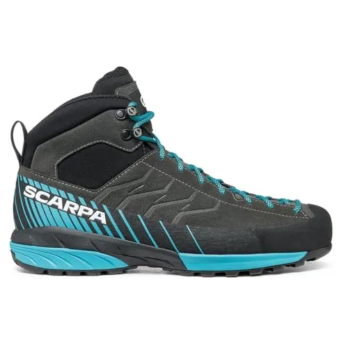 Scarpa Mescalito Mid GTX Shark/Azure - Wasserdichter Zustiegsschuh - Wanderschuhe mit GORE-TEX für technischen Zustieg und Klettersteige. Stabil und schützend, ideal für lange Touren mit schwerem Gepäck.