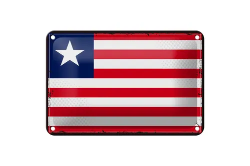 Blechschild Flagge Liberias 18x12 cm Retro Flag of Liberia Deko Schild