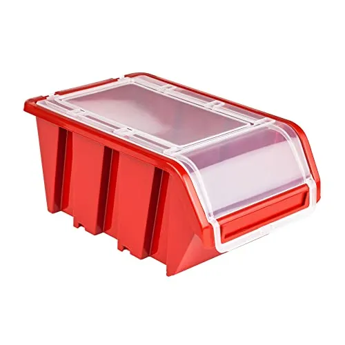 botle Stapelbox Kunststoff Lagerboxen Stapelbar Stapelkiste Sortierbox Box mit Deckel 100x155x70 rot