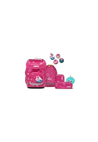 ergobag cubo Bundle Set ergonomischer Schulranzen SternzauBär - Pink - Ergonomisch und individuell – Der höhenverstellbare Schulranzen passt sich an jede Körpergröße an. Mit durchdachter Organisation und stabiler Bodenwanne für sicheren Stand. Inklusive 6-teiligem Set für optimale Vorbereitung auf die Schule.