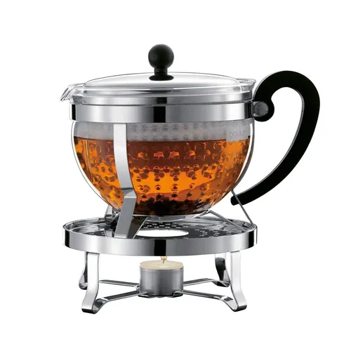 CHAMBORD SET Teebereiter - 1,3 l mit Plastikfilter und Rechaud, perfekter Geschmack für Teeliebhaber