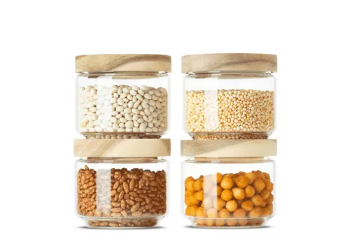 Econovo Vorratsglas Set, 4-tlg. - Stapelbar & Luftdicht - Vorratsgläser aus hitzebeständigem Borosilikatglas mit BPA-freier Silikonlippe für luftdichte Aufbewahrung. Ideal für Müsli, Spaghetti und mehr. Praktisch und dekorativ!