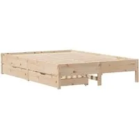 vidaXL Massivholzbett 140x190 cm aus Kiefernholz - Stabiles Massivholzbett mit Lattenrost und zwei praktischen Schubladen für zusätzlichen Stauraum, ideal für einen erholsamen Schlaf in jedem Schlafzimmer.