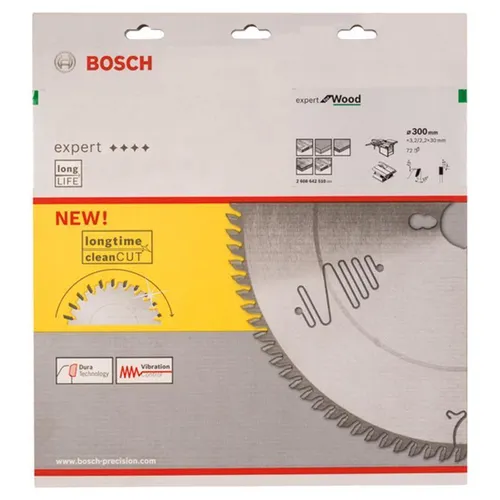 Bosch Accessories Expert for Wood 2608642510 Kreissägeblatt 300 x 30 x 3.2mm - Metallkreissägeblätter mit 72 Microteq-Zähnen aus langlebigem Carbide für präzise und saubere Schnitte - ideal für Tauch-, Hand- und Tischkreissägen.