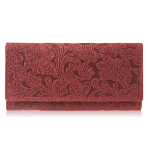 Geldbörse Damen groß viele fächer RFID Leder Paolo Peruzzi T-25 rot