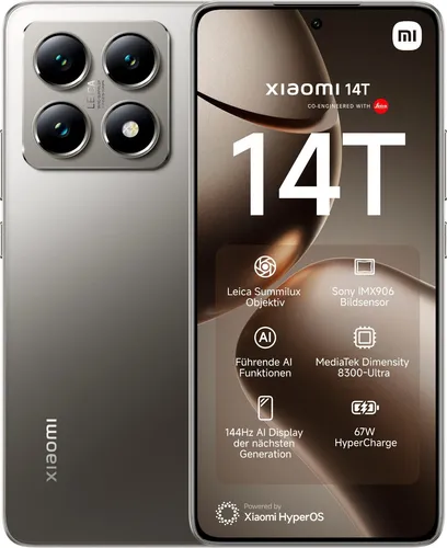 Xiaomi 14T 5G - 512GB, 12GB RAM, Titan Gray - Handy & Smartphone mit 50 MP Dreifach-Kamera, 6,67 Zoll AMOLED-Display und 5G-Konnektivität für atemberaubende Fotos und blitzschnelle Internetverbindung.