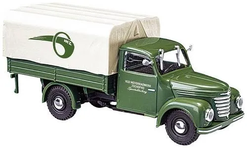 Busch Modelleisenbahn-Straße Busch 52360 H0 - LKW Modell Framo V901, 2 Pritschenwagen mit Plane, maßstabsgetreu und ideal für Sammler ab 15 Jahren