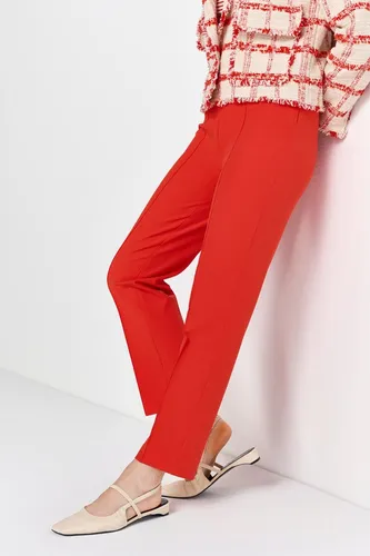 RICHROYAL Webhose mit genähter Biese vorne rot 40 - Stoffhose in sunset red, figurbetont mit elastischem Bund und eleganter Biese für einen stilvollen Look. Ideal für legere Anlässe.