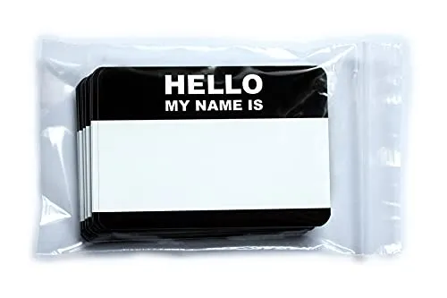 HELLO my name is... Vinyl-Stickerpack WETTERFEST/SCHWARZ! 10,5 x 7,4 cm Namensschild!