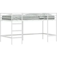 vidaXL Kinderloftbett Weiß 90 x 200 cm – Stabiler Stahl für modernes Kinderzimmer - Stylisches Loftbett aus hochwertigem Stahl in Weiß. Bietet viel Platz für Spielbereiche und Möbel darunter. Ideal für kleine Schlafzimmer – einfacher Aufbau und langlebige Qualität!