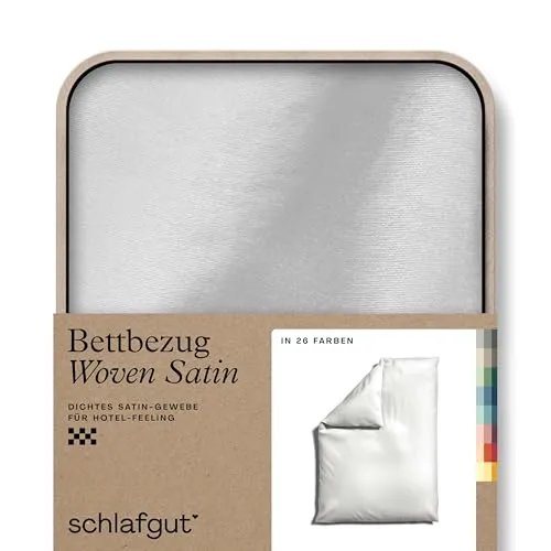 Schlafgut Bettdeckenbezug Woven Satin, Weiß, 155x220 cm - Bettwäsche aus atmungsaktivem Woven Satin, Oeko-Tex® zertifiziert, pflegeleicht und schadstoffgeprüft für erholsamen Schlaf.