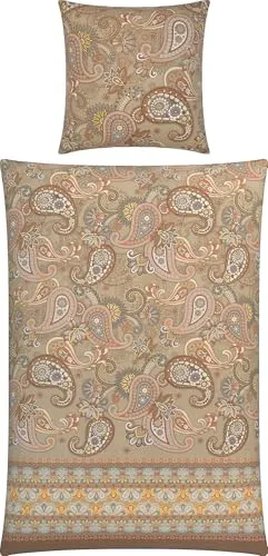 Erwin Müller Bettwäsche Mako-Satin beige Größe 1x 135x200 cm + 1x 80x80 cm