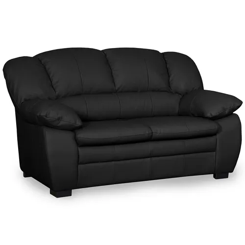 Schwarzes 2-Sitzer-Sofa aus Echtleder von Roller