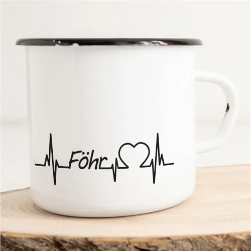 Produktbild Huuraa Emaille Tasse Föhr Geschenk Kaffeebecher Vintage 300ml Föhr Geschenkidee