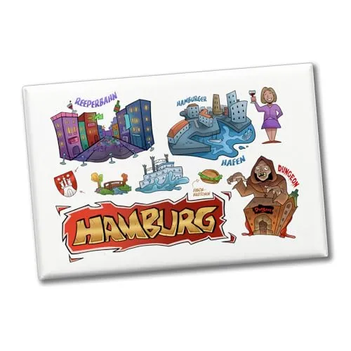 Hamburg Pop Art Comic Souvenir Souvenir Magnet Reeperbahn Lustiger Souvenir Magnet als Mitbringsel und Dekomagnet