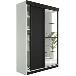 Kier Furniture Schiebetürenschrank Lamaro, Weiß-Schwarz, 167x205 cm