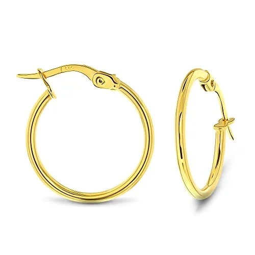 MIORE Schmuck –Gelbgold 585-Ohrringe Damen, Creolen Gold Durchmesser 18.5 mm, Ohrringe Gold, Damenohrringe in hochwertiger Schmuckbox, Goldschmuck Damen, Ohrschmuck allergenfrei handgemacht in Italien