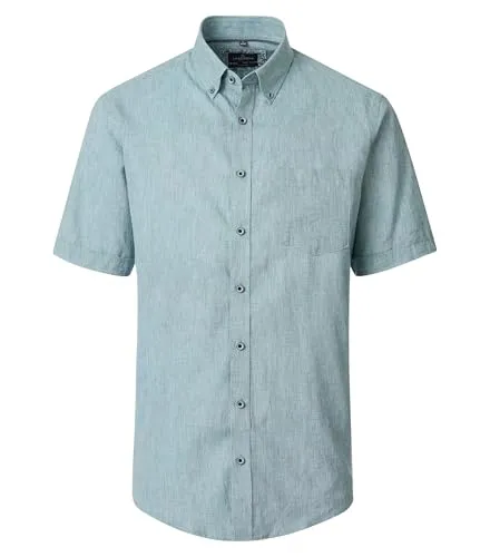 CASAMODA Leinenhemd Kurzarm Uni Comfort Fit Grün L